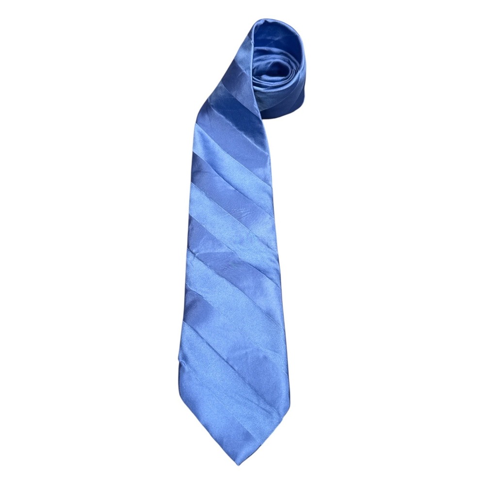 City of London Mens Blue Tonal Diagonal Stripe Silk Blend Necktie Polka Dot Tip